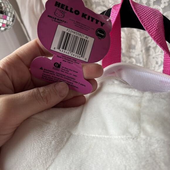 Hello Kitty Soft Plush Backpack Web Straps Pink White Zip Pocket Gift 12 X 9 - Picture 5 of 5